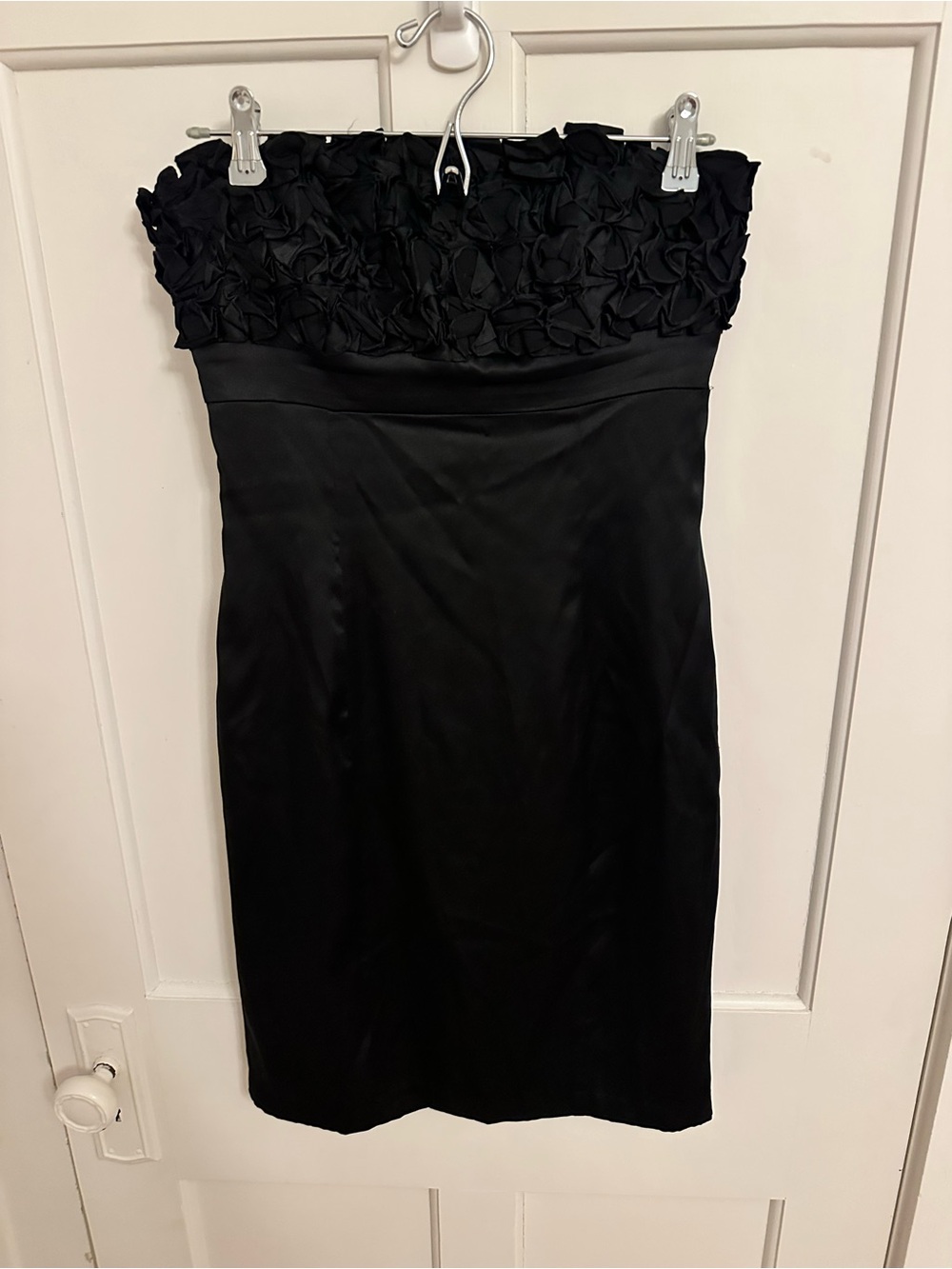 Betsey Johnson Strapless Black Ruffled Bodice Sheath Dress